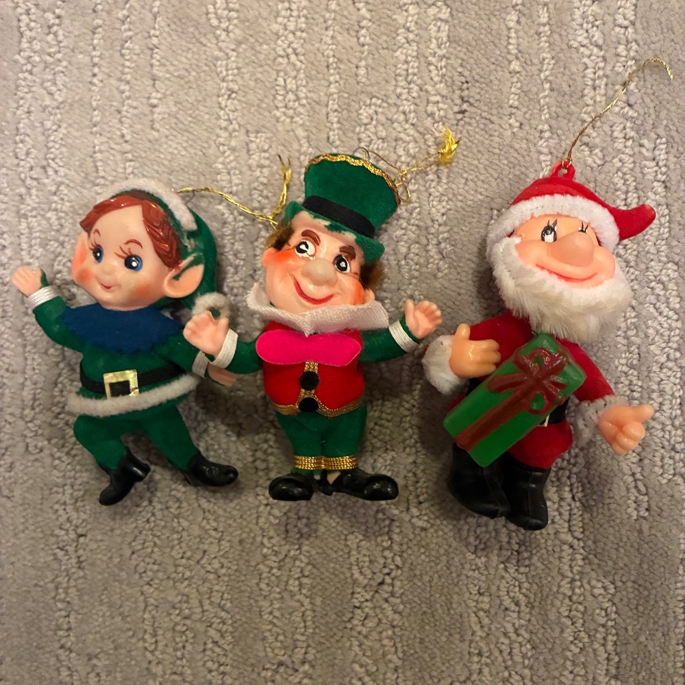 Flocked vintage ornaments
